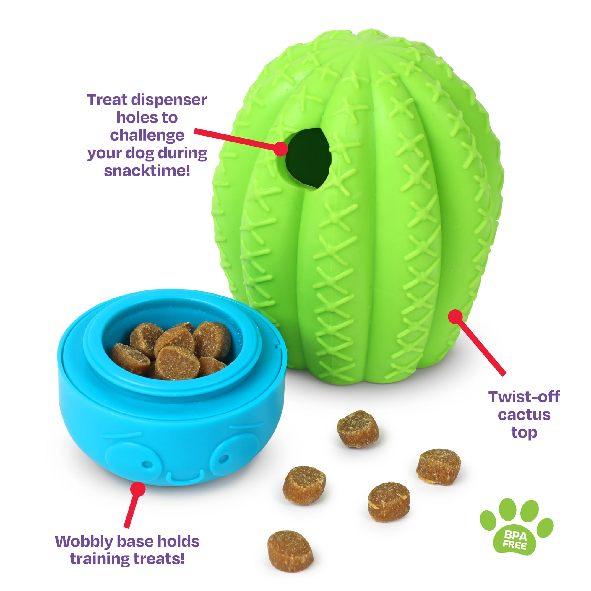 Brightkins Cactus Surprise Dog Puppy Treat Dispenser Dog Birthday Toy Interactive Food Dispenser