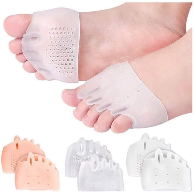 Five-hole Metatarsal Pads, Ball Of Forefoot Cushions, Breathable Toe Separators For Foot Pain Relief (2 Pairs) (transparent)