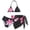 A#05-Black, variant on Bathing Suit for Teens 3 Piece Floral Bikini Set Halter Triangle Top Mid Waist Bottom Wrap Skirt, Pink 11-12 Years