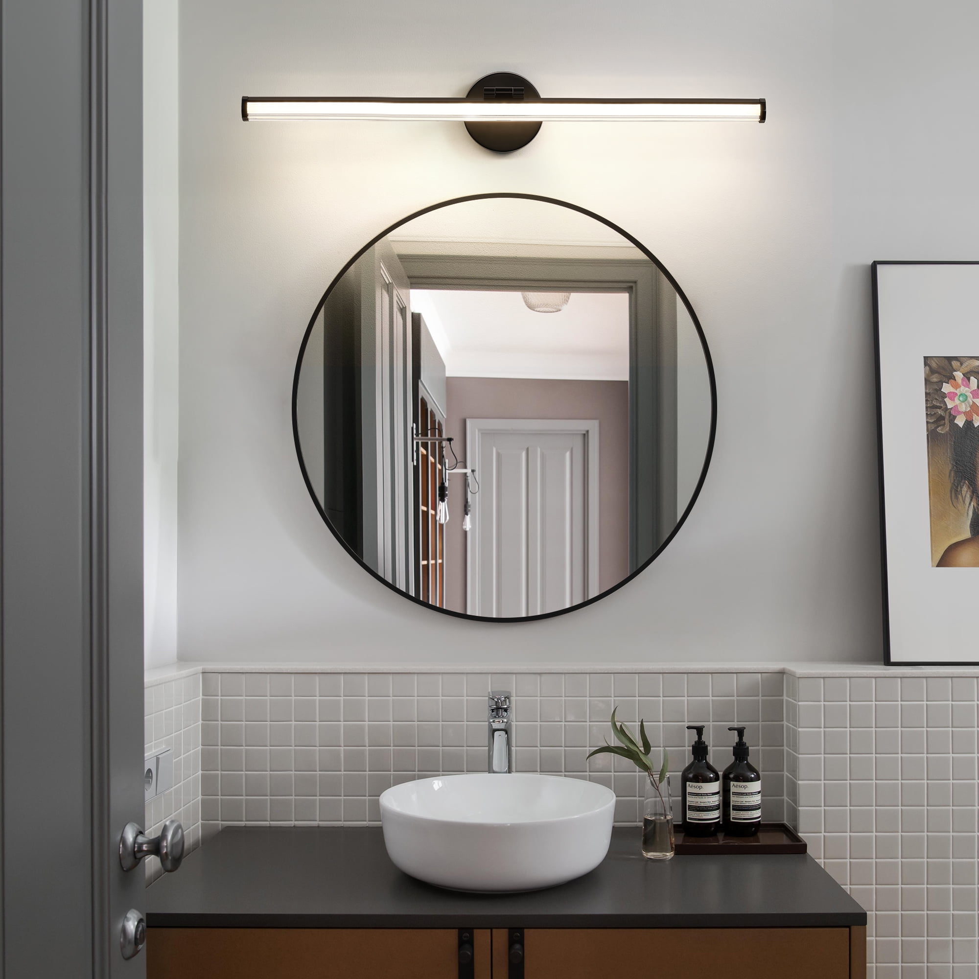 KAISITE Modern LED Bathroom Vanity Light 24W 4000K LED Bathroom Lighting Fixture Angle Adjustable 30 Inch Modern Vanity Light Bar for Bedroom Living Room