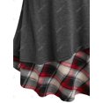 thumbnail image 4 of Camiseta a Cuadros Remiendo Talla Extra Rosegal Mangas largas de talla grande, 4 of 5