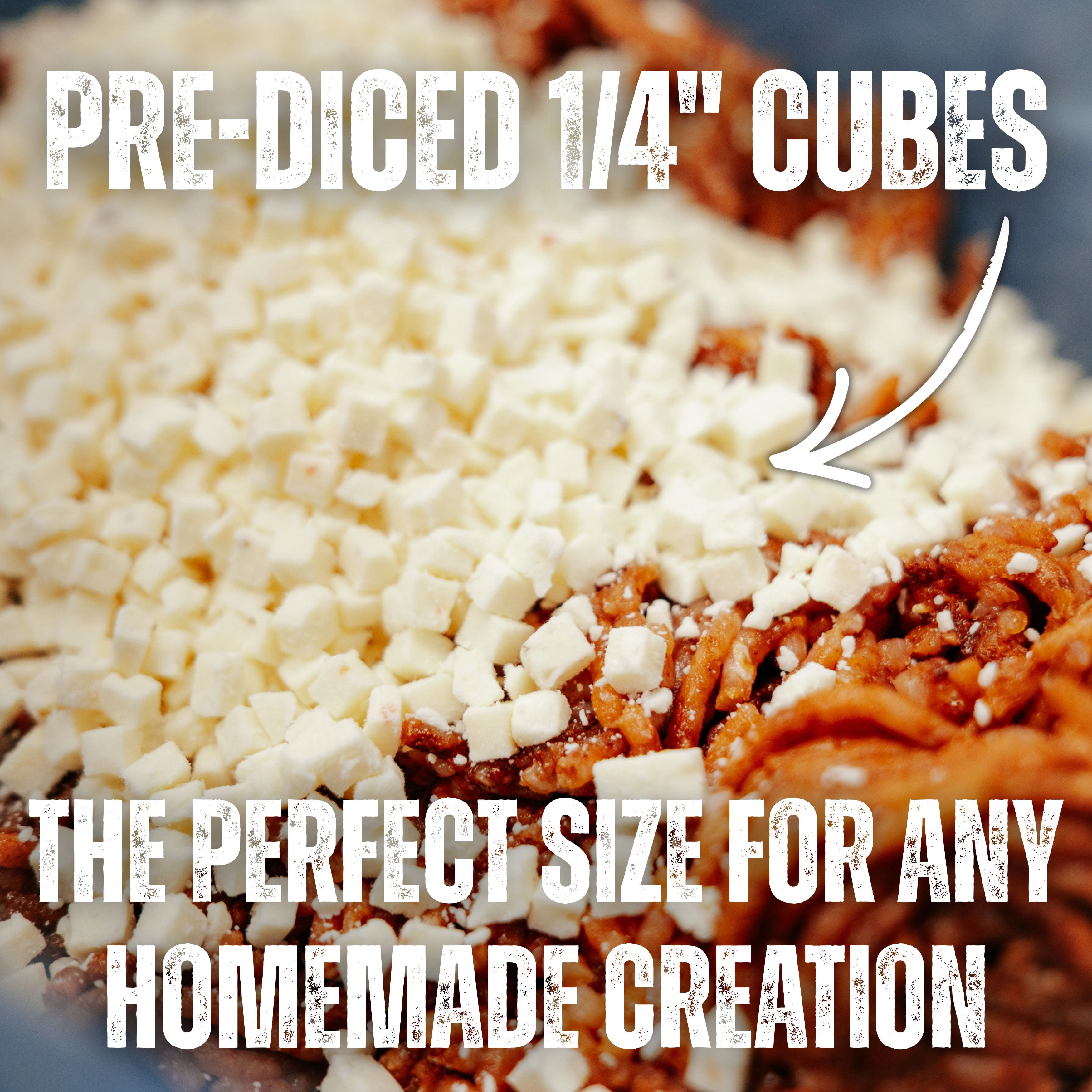 The Bearded Butchers High-Temp Mozzarella Cheese 2.5 lb Bag – Diced Cubes, Non-Melting Cheese for Meat