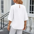 thumbnail image 5 of Womens Tops Solid Collarless Five Panel Shoulder Long Sleeve Loose Fitting Casual White Womens T Shirts L, 5 of 5