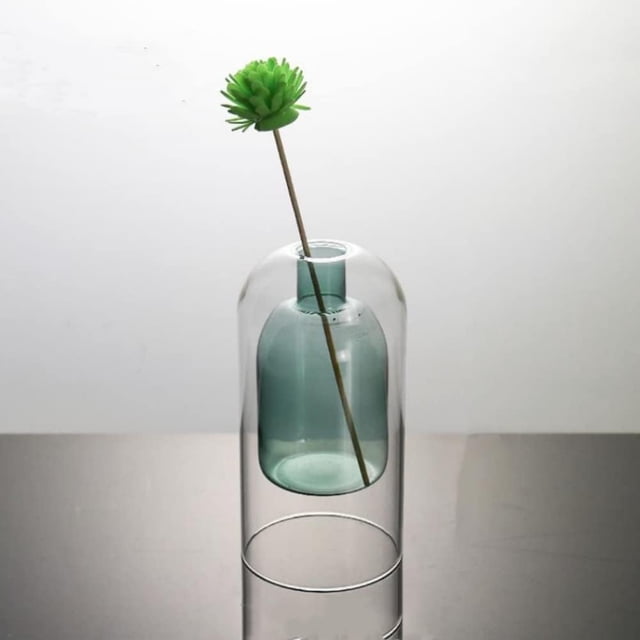 Empty Glass Reed Diffuser Bottle Refillable Aromatherapy Jars 1pc Glass Bud Vase Fragrance Accessories for Essential Oils, Small Flower Vase Table Centerpieces for Wedding Home Decor (green-B)