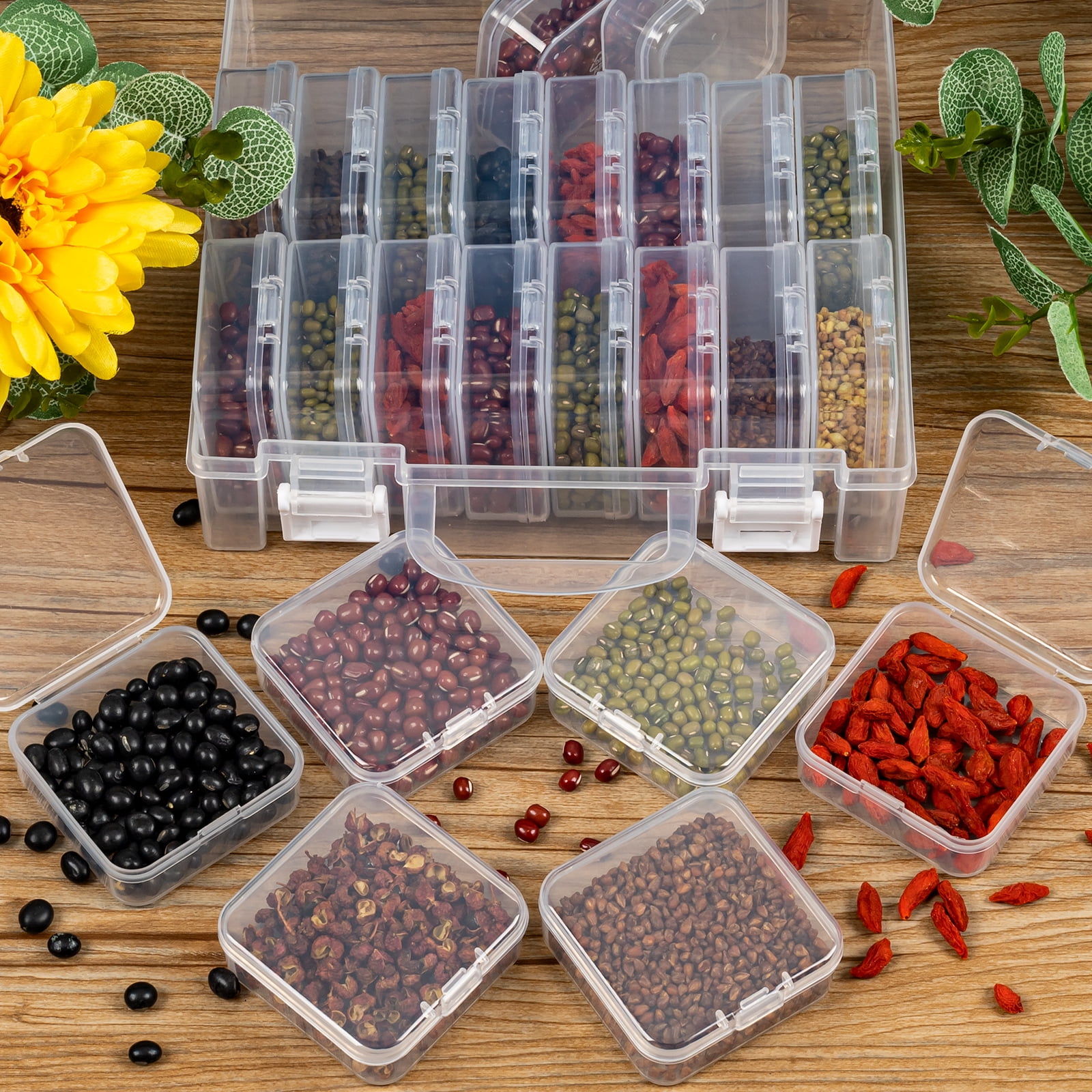 Bead Organizer Box, Bead Storage Containers, Diamond Painting Storage Containers, Plastic Small Clear Embroidery Box for Rhinestones Jewelry  Rings Charms