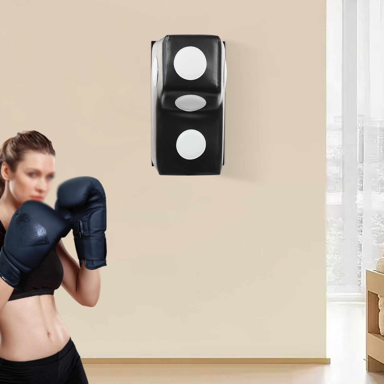 Wall Mount Boxing Training Bag, Uppercut Boxing Training Punching Target, Heavy Punching Bag for Adults for Bedroom/Living Room/Gym（Black,15.7*11.8*27.5 inch）