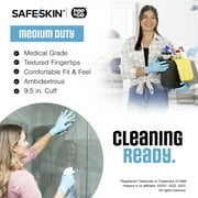 SAFESKIN Nitrile Disposable Gloves in 4 Packs of 50/200 Total, Medium Duty, Large Size, Powder Free - For Food Handling, First Aid, Cleaning, Gardening, Crafting - Premium Medical Exam Gloves