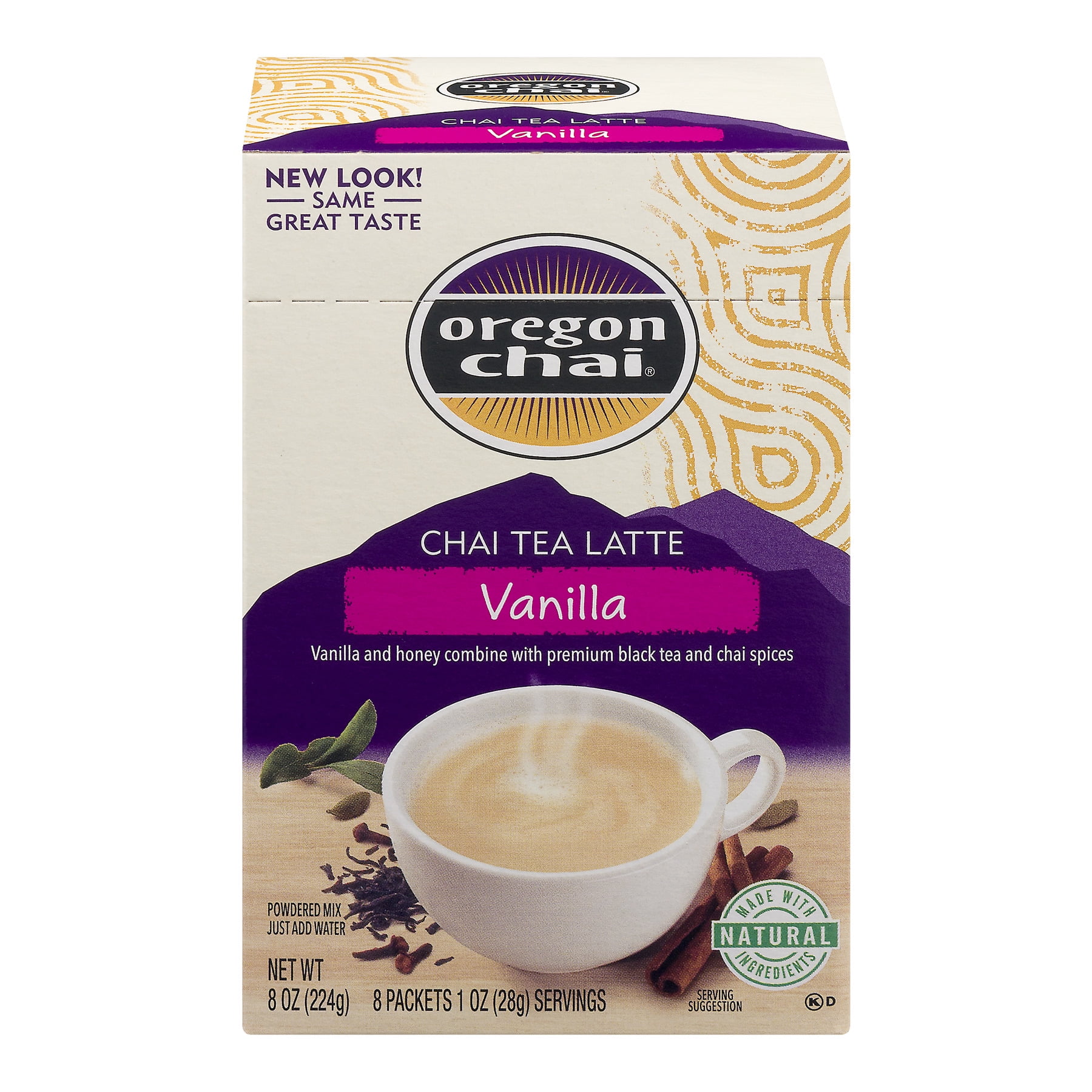 Oregon Chai Chai Tea Latte Vanilla Powdered Mix Packets 8 Ct1.0 oz