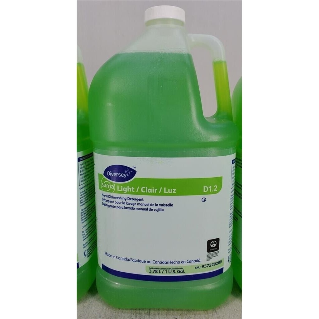 Suma Light D1.2 Hand Dishwashing Detergent, Citrus, 1 gal Container, 4/Carton