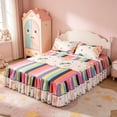 thumbnail image 1 of Linnome Ruffled Bed Skirt with Pillowcases 3 Piece Set Elastic Bed Sheet Bed Cover for Bedroom Decor Machine Washable, 1 of 9