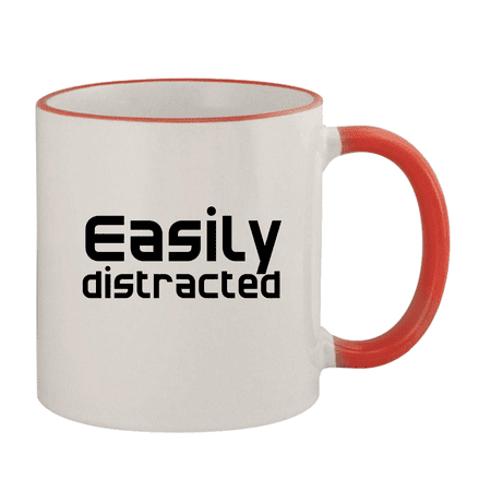 

Easily Distracted - 11oz Colored Rim and Handle Coffee Mug Red