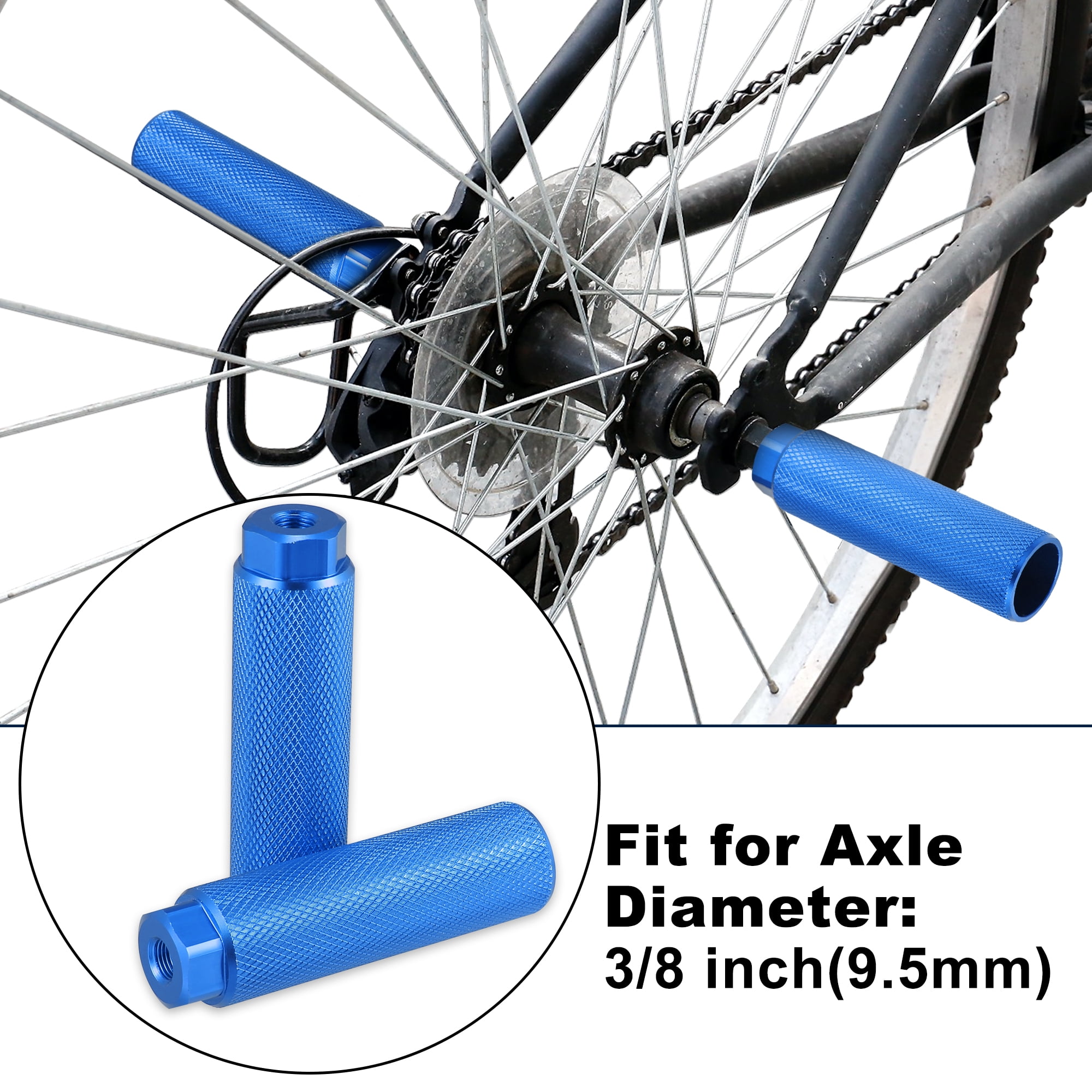 Unique Bargains Pair Aluminum Alloy Rear Foot Pegs Universal Bike Fit 3/8 Inch Axles Blue