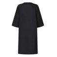 thumbnail image 4 of Vestido Vestido casual de mujer Vestido elegante de lino de algodón con manga 3/4 Vacaciones simples Cgtredaw Negro T M para Mujer, 4 of 8