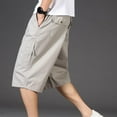 thumbnail image 3 of Cotton Shorts for Men L-5X Big and Tall Plus Size Drawstring Elastic Waist Straight Wide Leg Solid Athletic Workout Cargo Short with Pockets, 3 of 7
