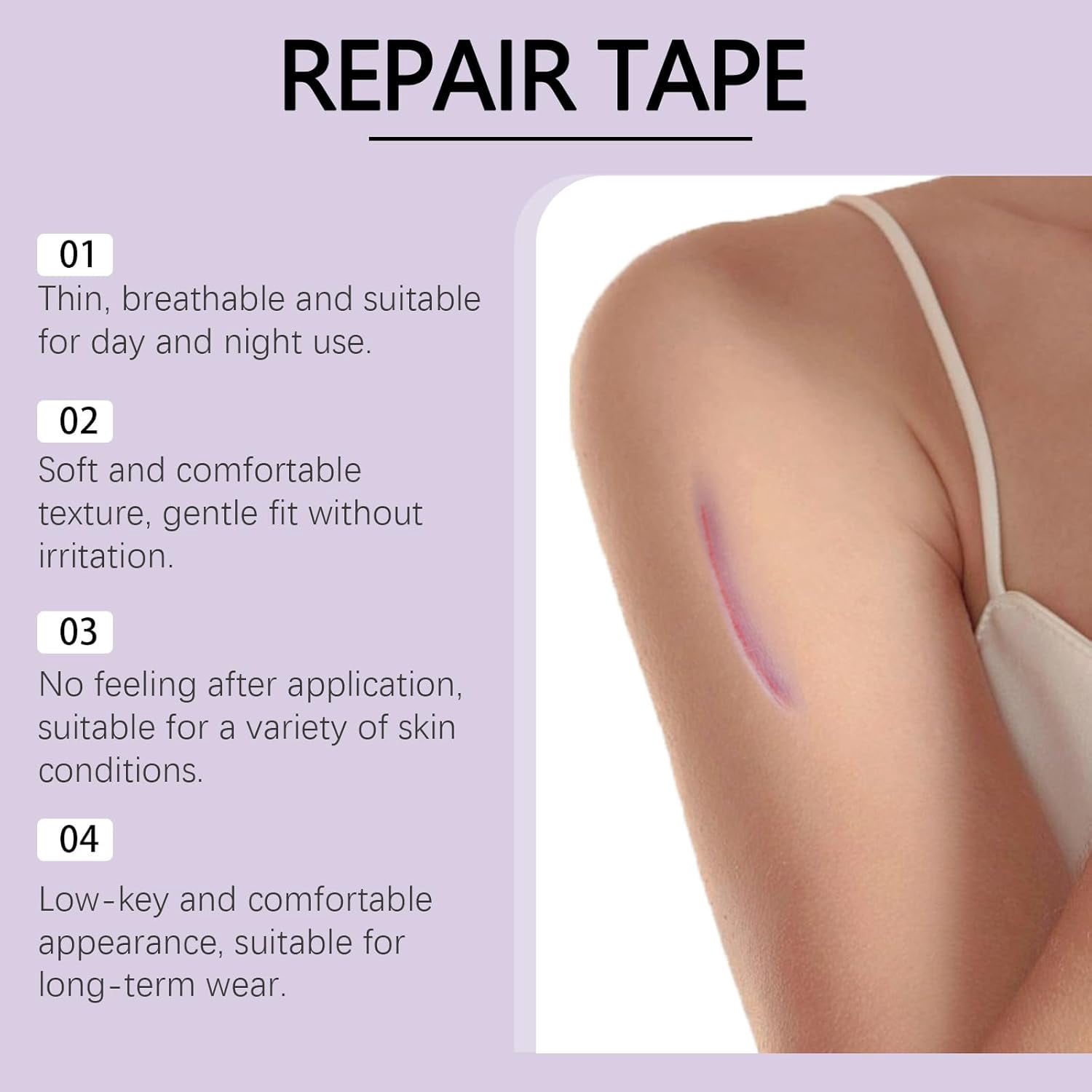 Hyaluronic Acid Nano Repair Tape, Silicone Scar Tape for Face Wrinkles, Hyaluronic Acid Tape for Scars, Scar Tape for All Skin Types, 1.6''×60 IN Roll-1.5M (6PCS)