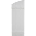 thumbnail image 2 of Ekena Millwork 16 1/2"W x 72"H (66 1/2" Low Side) Timberthane Smooth Three Board Joined Board-n-Batten w/Elliptical Top Faux Wood Shutters (Per Pair), Primed Tan, 2 of 6