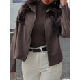 thumbnail image 4 of Women'S Jacket Zip Up Mock Neck Long Sleeve Casual Jackets Outerwear Brown XL, 4 of 8