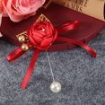 thumbnail image 2 of Simulación de flor de Rosa, ramillete de boda Artificial, accesorios de flores para muñeca de dama de honor, suministros de 2 uds., ramillete rojo sin cinta con nombre, 2 of 8