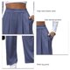 thumbnail image 5 of Pantalones casuales plisados, pantalones plisados de cintura alta y pierna ancha, pantalones casuales de cintura elástica, logra más, 5 of 6