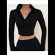thumbnail image 4 of Camisas de Larga para Mujer, Blusas Informales de Negocios con Cuello en V, Suéter de Punto Acanalado, Blusas Ajustadas, Ropa Y2k Negro L, 4 of 8