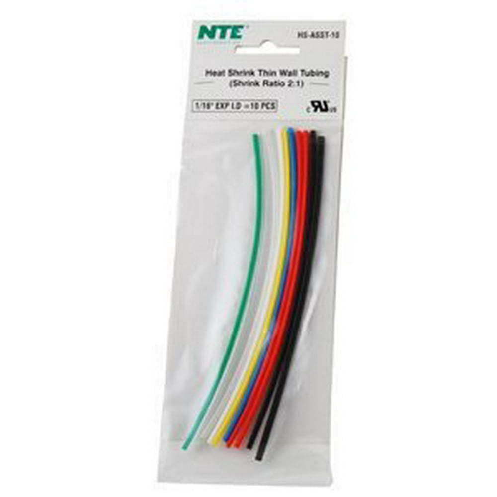 NTE Electronics HS-ASST-10 Thin Wall Heat Shrink Tubing Kit, Assorted Nte Electronics Heat Shrink Tubing
