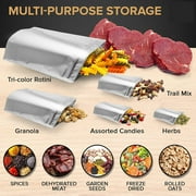 50 Pcs Muka Heat Sealable Silver Foil Stand Up Pouch Bags, Mylar Zip Pouch Bags w/ Notch-5.5 x 7.5 x 3 inch/4 oz