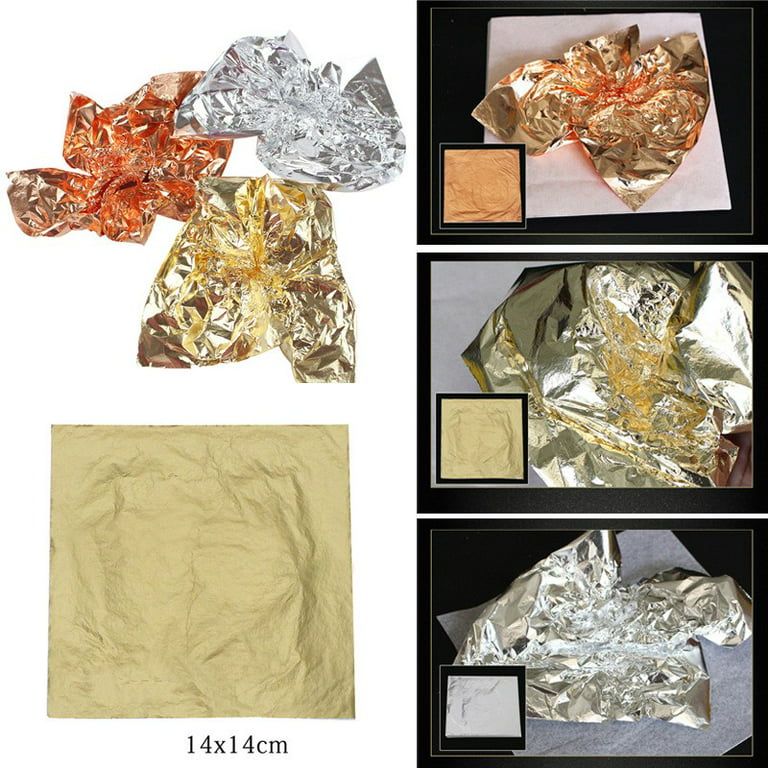 16cm/14cm 100pcs/Pack Imitation Gold Leaf Paper Gold Foil Sheets Gilding  Copper Foil for Arts Crafts Painting Silver Foil - AliExpress