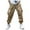 Khaki, variant on Men New Trousers Solid Color Labeling Cargo Pants Drawstring Ankle-Tied Sweatpants With Pockets Design Durable Skin Friendly Fabric For Adult