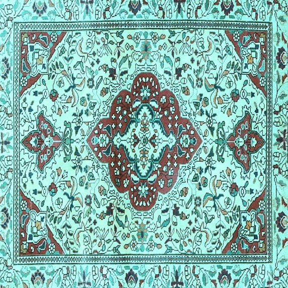 Ahgly Company Indoor Square Persian Light Blue Traditional Area Rugs, 7' Square