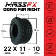 thumbnail image 2 of MASSFX SL 22x11-10 Front/Rear Golf Cart Tire, VIPER Gry Wheel 10x7 4/101.7 2pk, 2 of 9