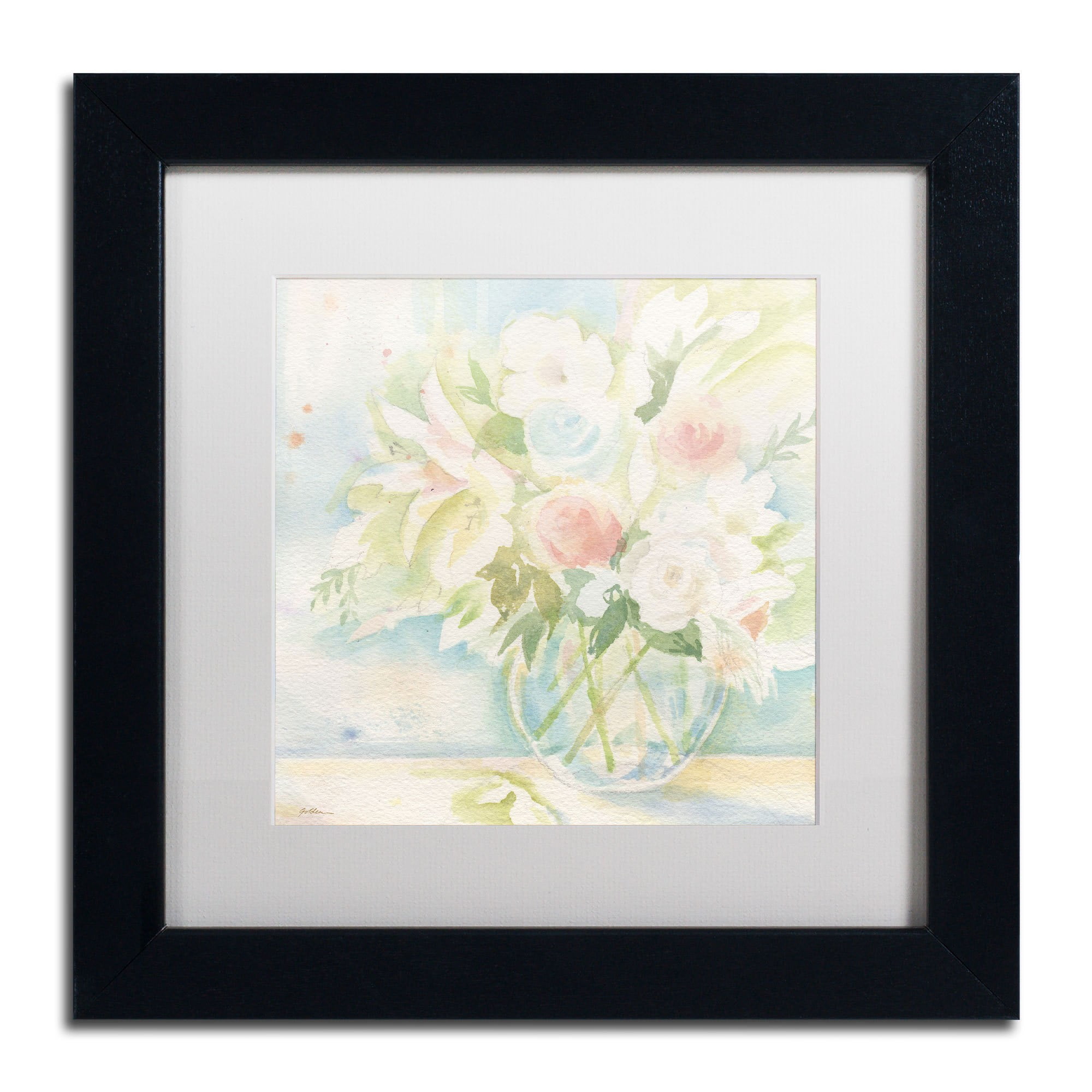 Trademark Fine Art "Early June Bouquet" Canvas Art by Sheila Golden, White Matte, Black Frame