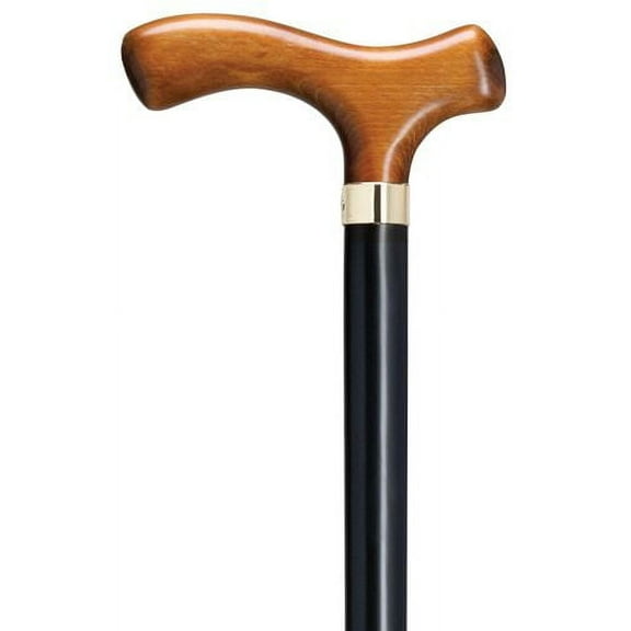 Walking Cane Men Fritz Handle Black Beech Wood Shaft Cane, Scorched Cherry Handle