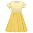 thumbnail image 4 of Kovlvoll Toddler Girls Stripe Dress Color Print Short Sleeve Loose Casual a Line Dresses with Pocket, 4 of 5