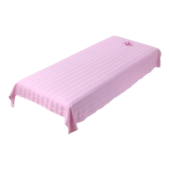 Bunblic Massage Table Sheet Beauty Bed Sheet with Face Breath Hole Washable Premium Face Rest Cover Flat and Fitted Sheet, for Beauty Pink