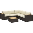 thumbnail image 1 of CoSoTower 6 Pieces Outdoor Rattan Patio Furniture Set with Corner Sofa, Wood-Plastic Coffee Table, Light Khaki, 1 of 7