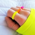 thumbnail image 3 of Neon Orange Yellow Pink Swirl Breathable Silicone Ring 4mm Bandwidth, 3 of 6