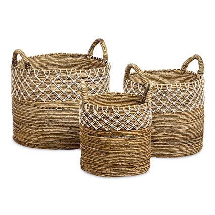 4 PC Rectangular Canvas Storage Bin with Rope Handles-Stars