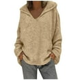 thumbnail image 3 of "Wirziis Ugly Christmas Sweater for Women,Women's Plus Size Casual Loose Hooded Long-Sleeved Sweater Solid Color Top - Gifts for Women", 3 of 5
