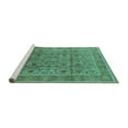 thumbnail image 2 of Ahgly Company Machine Washable Indoor Square Oriental Turquoise Blue Traditional Area Rugs, 7' Square, 2 of 4