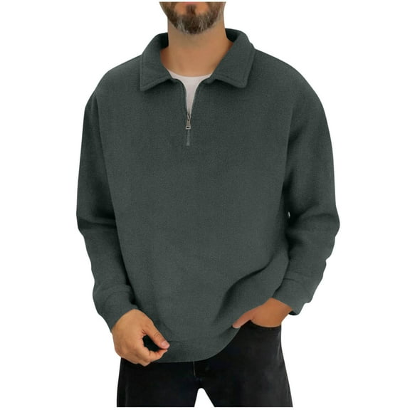 Mens Shirts Under $10 Mens Fleece Sweatshirt High Neck Quarter Zip Up Pullover Tops Loose Fit Winter Thermal Sweater 2025 Winter Sherpa Shirt
