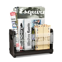 Rustic Wood Magazine Holder, Decorative Magazine Rack Floor, File Folder Organizer for Desk, Book Display Stand for Letters, Mails, Magazines, Books, Newspapers