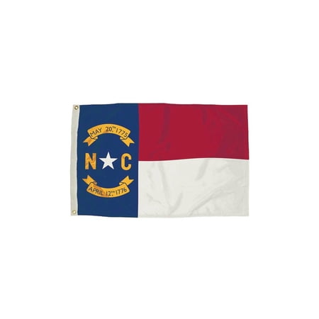 FlagZone Durawavez Nylon Outdoor Flag with Heading and Grommets, North Carolina, 3ft x 5ft