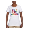 thumbnail image 2 of Wild Bobby Be A Kind Human Positive Inspirational Slogan Inspirational/Christian Women Graphic Tee, White, Medium, 2 of 6