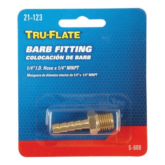 1 Pc, Tru-Flate Brass Barb Hose Fitting 1/4 In. Male 1 Pc