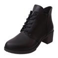thumbnail image 1 of NECHOLOGY Botas Mujer Adulto Femenino Zapatos Botines mujer Zapatos de mujer Botines gruesos de tacón Botines con cordones para exteriores de moda retro (Black, 7.5), 1 of 5