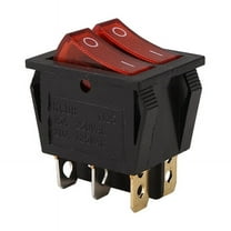 Red Light Illuminated 6 Pin Dual SPST ON/OFF Boat Rocker Switch AC 15A/250V 20A/125V