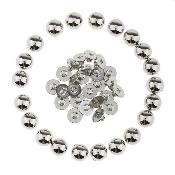 Injueey 20 piezas de remaches de cúpula de seta, tachuelas para bolsa de artesanía de cuero, 8mm, gris Suministros de marroquinería plata
