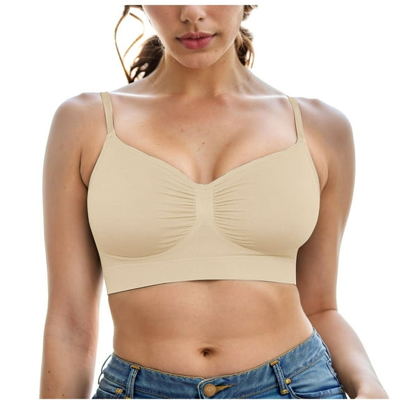 Yammkia Soutiens-Gorge pour Femmes Soutien-Gorge Sans Fil Comfort Revolution, Soutien-Gorge ComfortFlex Fit Couvrance Totale (Beige, TG)