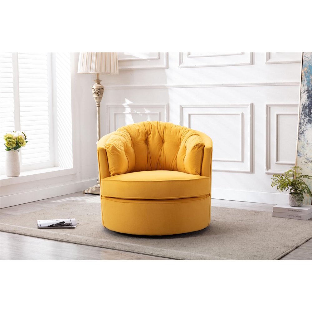 Modern Swivel Accent Chair, Club Chair Velvet Barrel Chair Single Sofa
