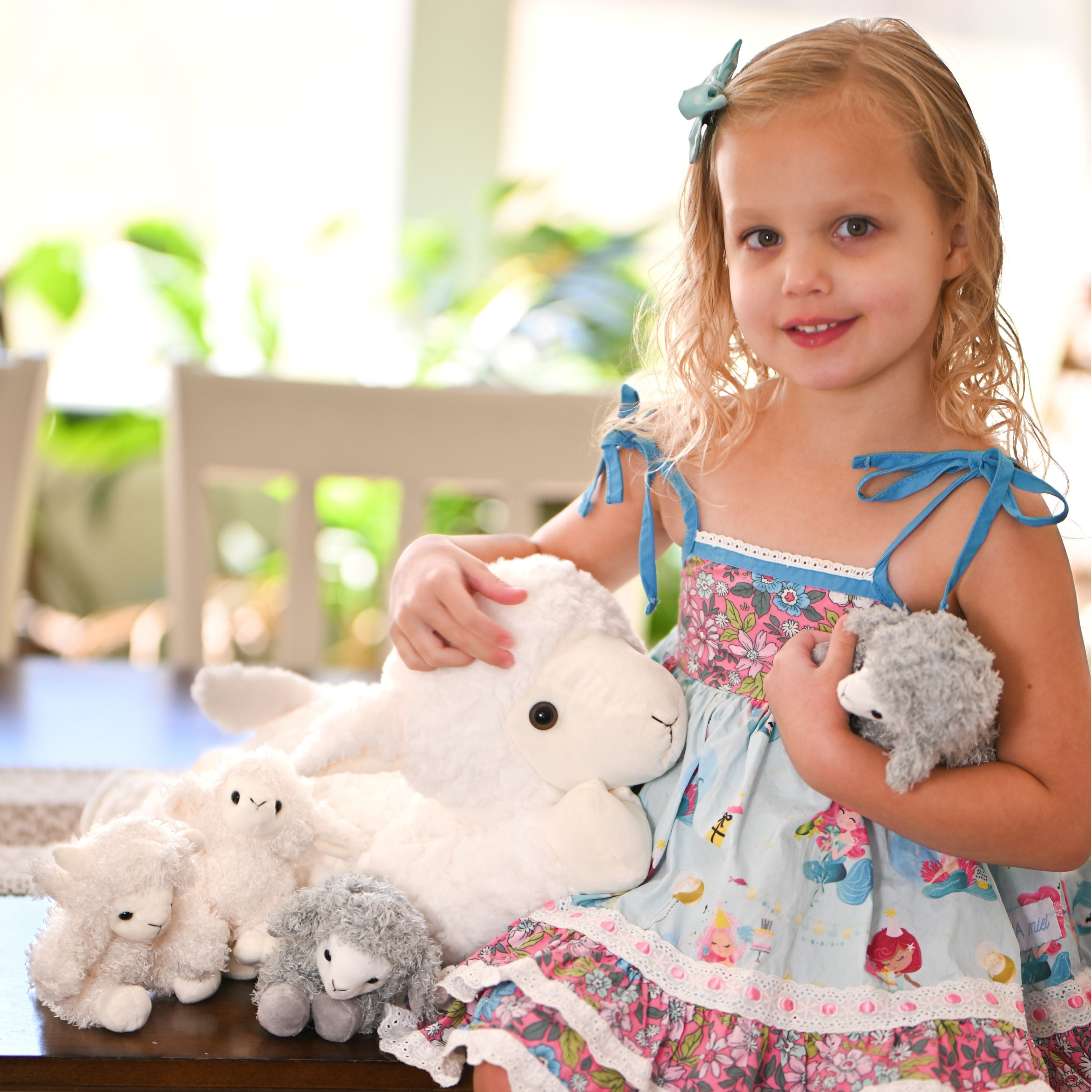 Tezituor 5Pcs Sheep Stuffed Animal 20'' Giant Lamb Plush with 4 Babies Plush Toy